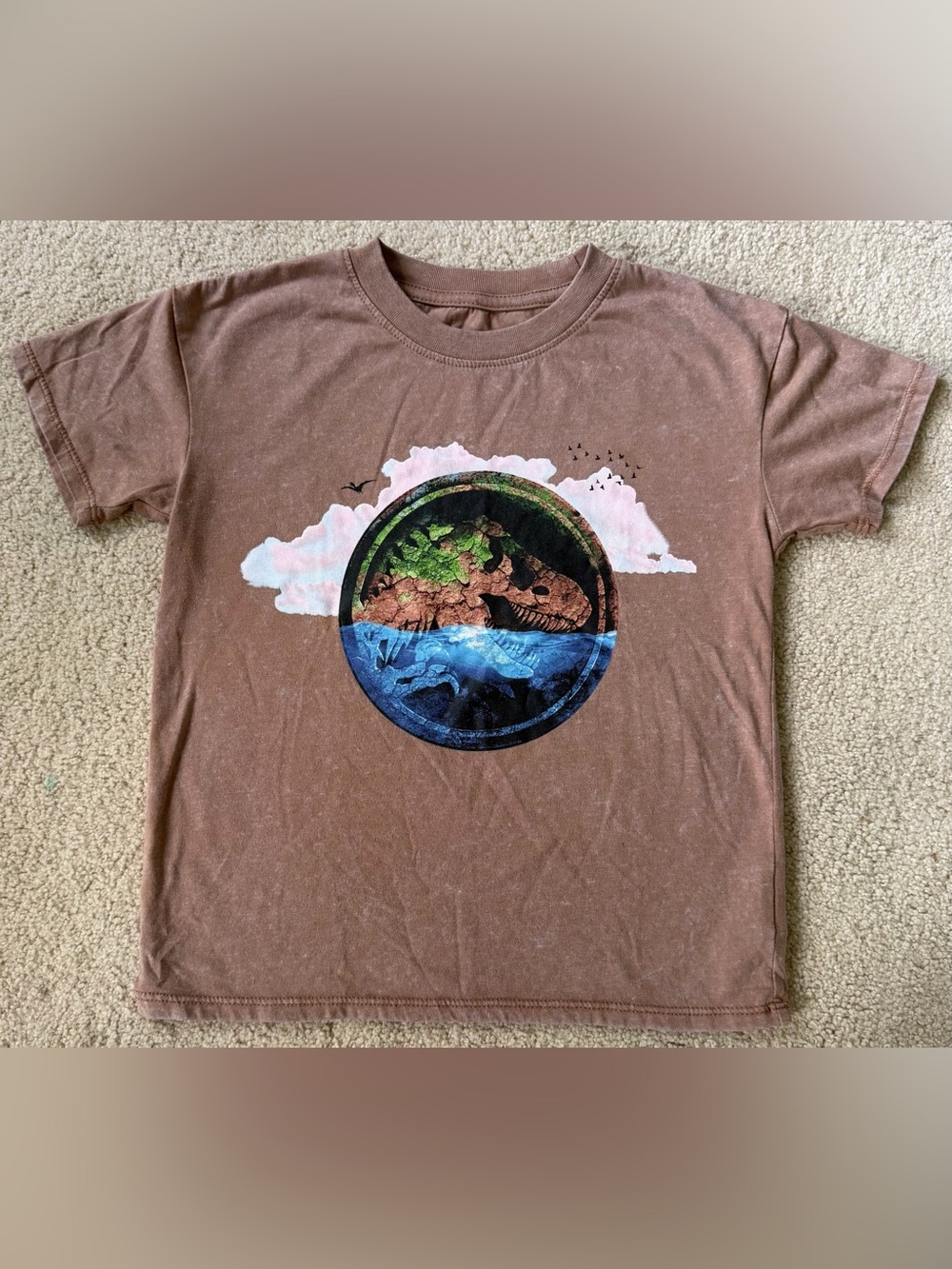 Brown Jurassic Park kid’s T-Shirt